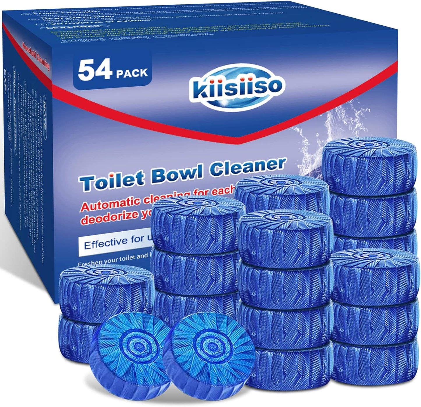 KIISIISO Multipurpose Bathroom Cleaners. 54 Pack Commercial & Household Toilet Bowl Cleaners. Blue Toilet Bowl Tablets Drop in Tank. Janitorial Deodorizers